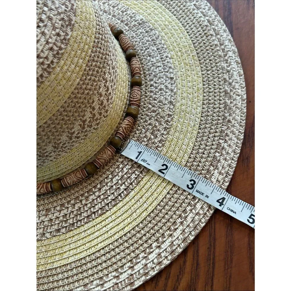 🏝️ Wide Brim Straw Sun Hat 👒 Tiki Beads Packable!
